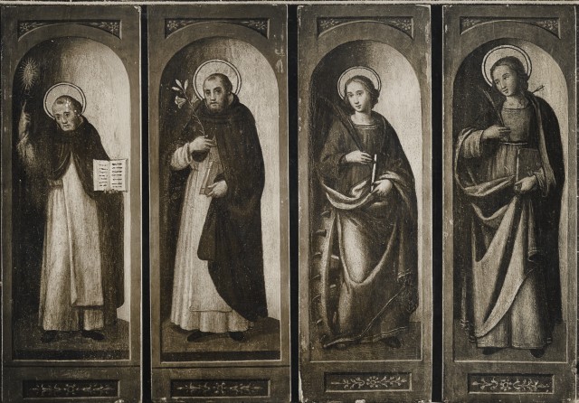 Anonimo — Maestro di Marradi - sec. XV/ XVI - San Vincenzo Ferrer; San Domenico; Santa Caterina d'Alessandria; Sant'Orsola — insieme